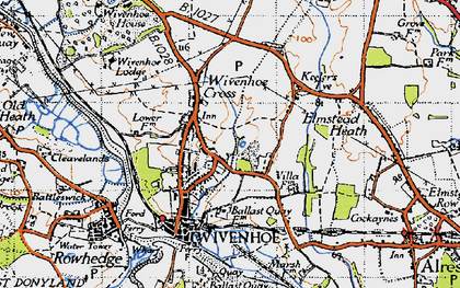 Old map of Wivenhoe in 1945