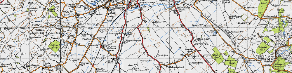 Old map of Wixams in 1946