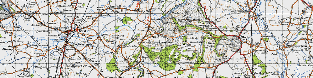 Old map of Weston Heath in 1947