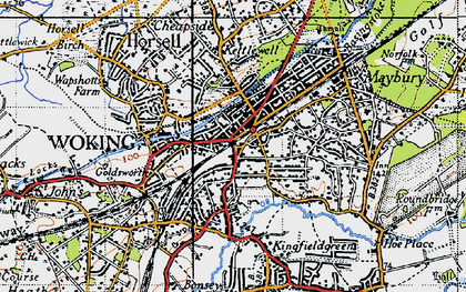 Old map of Woking in 1940