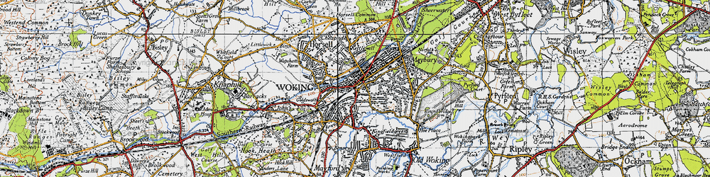 Old map of Woking in 1940