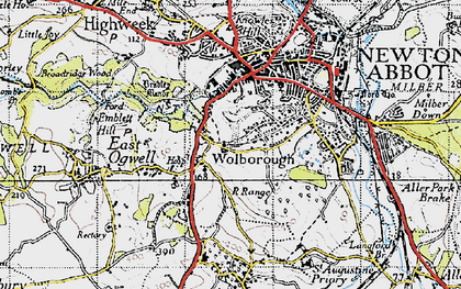Old map of Wolborough in 1946