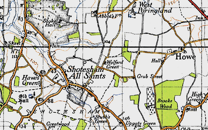 Old map of Wolferd Green in 1946