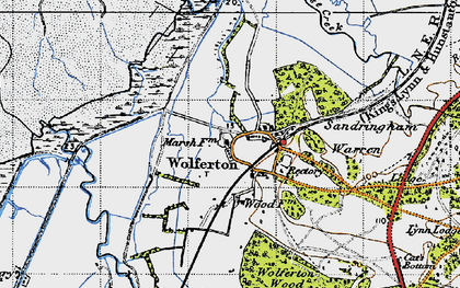 Old map of Wolferton in 1946