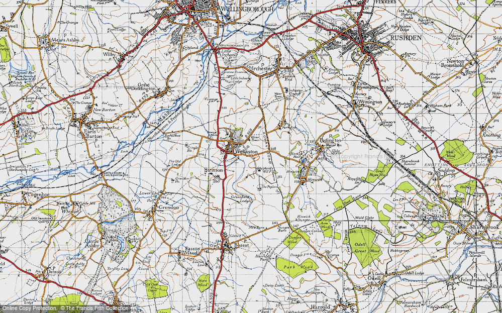 Historic Ordnance Survey Map of Wollaston, 1946