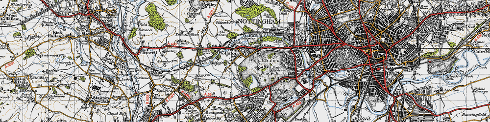 Old map of Wollaton in 1946