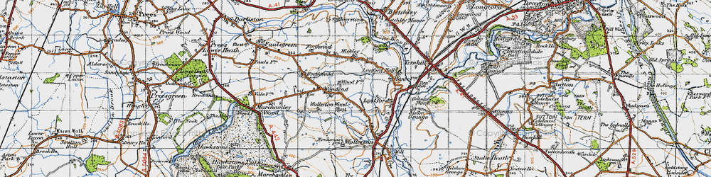 Old map of Wollerton Wood in 1947