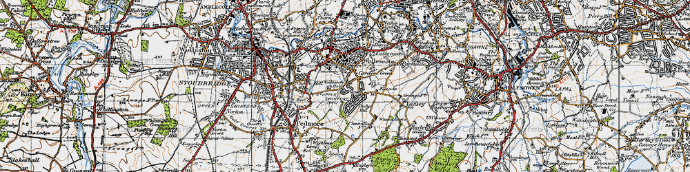 Old map of Wollescote in 1947