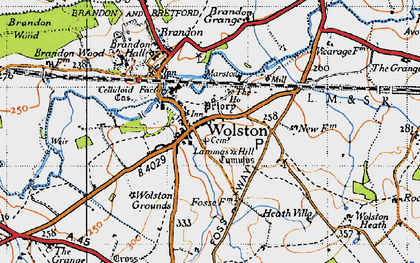Old map of Wolston in 1946