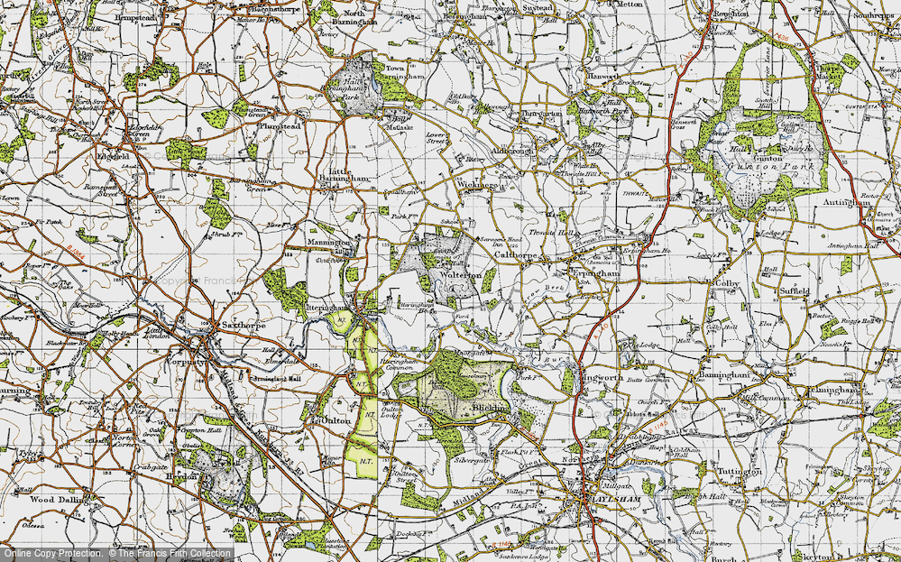 Old Map of Wolterton, 1945 in 1945
