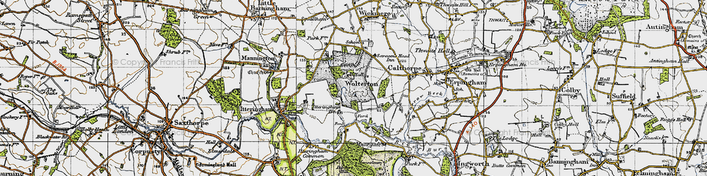 Old map of Wolterton Park in 1945