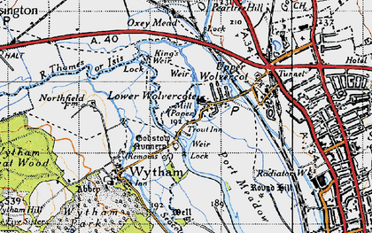 Old map of Godstow Abbey in 1946