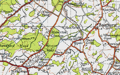 Old map of Wolverton Common in 1945