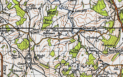 Old map of Wolvesnewton in 1946