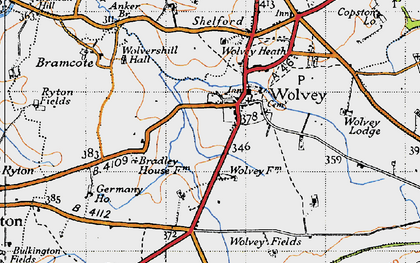 Old map of Wolvey in 1946