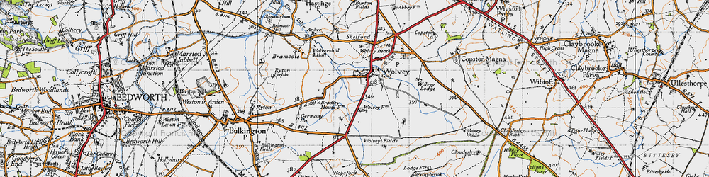 Old map of Wolvey in 1946