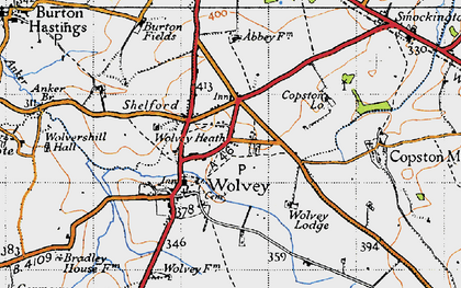 Old map of Wolvey Heath in 1946