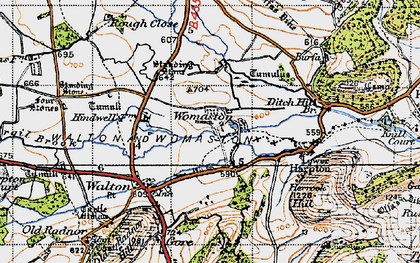 Old map of Womaston in 1947