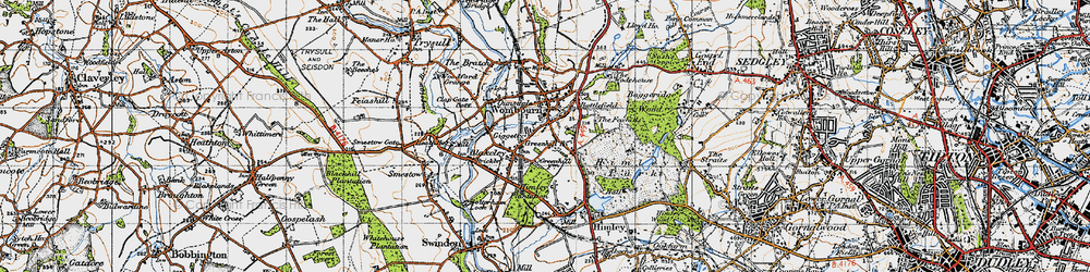 Old map of Wombourne in 1946