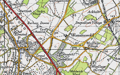 Old map of Womenswold in 1947