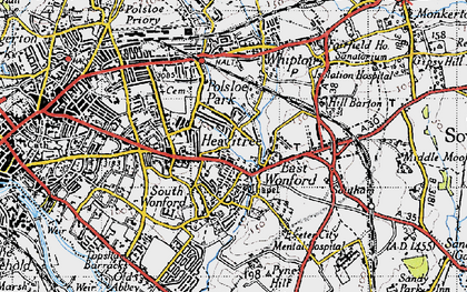 Old map of Wonford in 1946