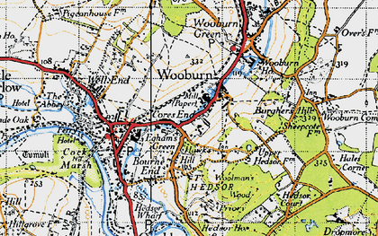 Old map of Wooburn in 1945