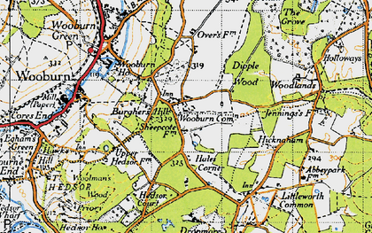 Old map of Wooburn Common in 1945