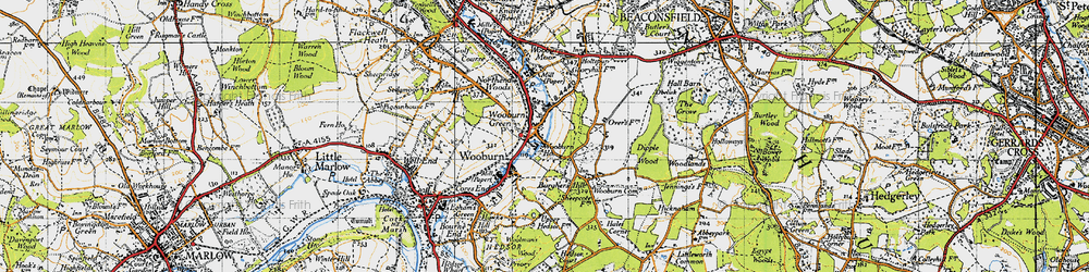 Old map of Wooburn Green in 1945
