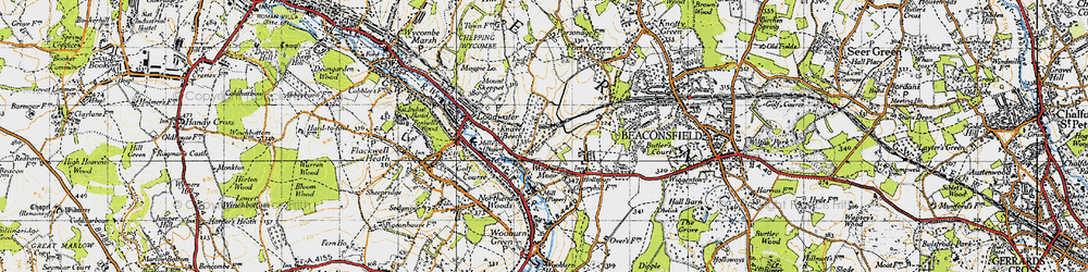 Old map of Wooburn Moor in 1945