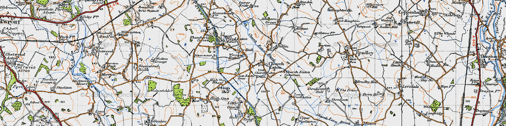 Old map of Wood Eaton in 1946