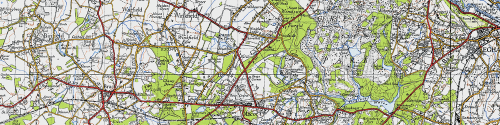Old map of Ascot Heath in 1940
