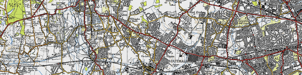 Old map of Wood End Green in 1945