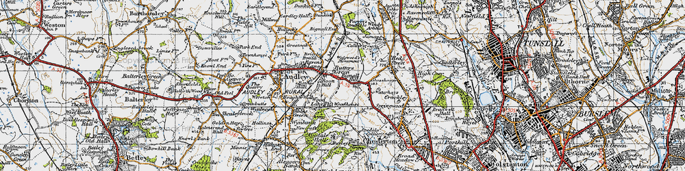 Old map of Wood Lane in 1946