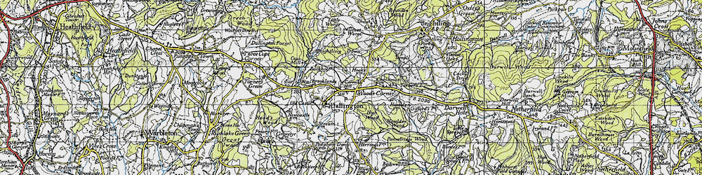 Old map of Brightling Down in 1940