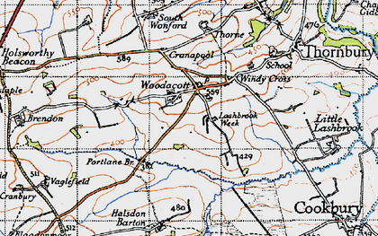 Old map of Woodacott in 1946