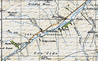 Old map of Angram Reservoir in 1947