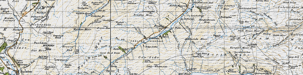 Old map of Angram Reservoir in 1947