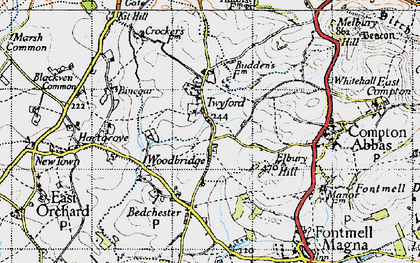 Old map of Woodbridge in 1945