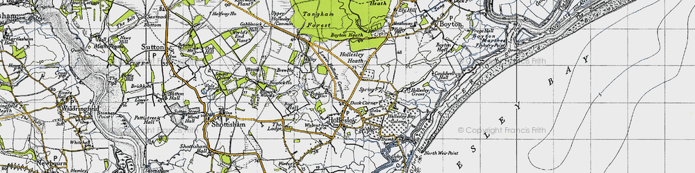 Old map of Woodbridge Walk in 1946