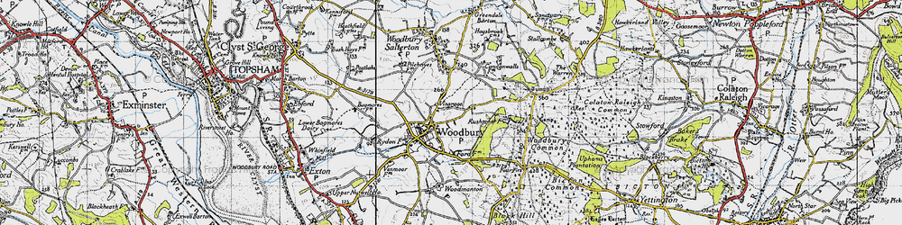 Old map of Woodbury Castle in 1946
