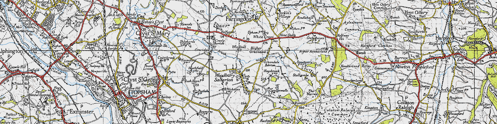 Old map of Woodbury Salterton in 1946