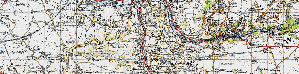 Old map of Woodchester in 1946