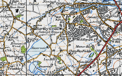 Old map of Woodcock Hill in 1947