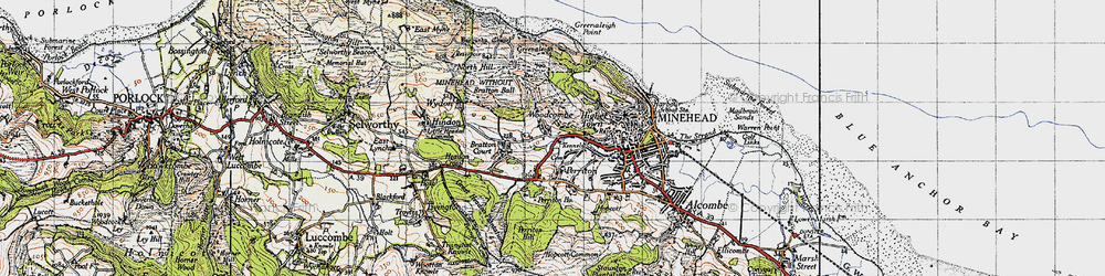 Old map of Woodcombe in 1946