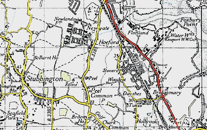 Old map of Woodcot in 1945