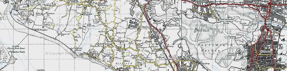 Old map of Woodcot in 1945