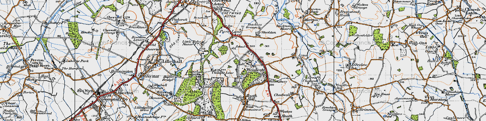 Old map of Woodcote in 1946