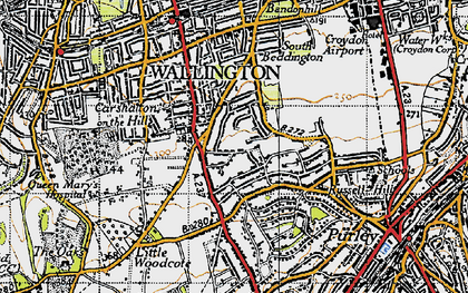 Old map of Woodcote Green in 1945