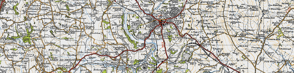 Old map of Woodcroft in 1947