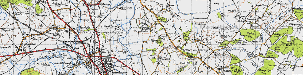 Old map of Woodeaton in 1946